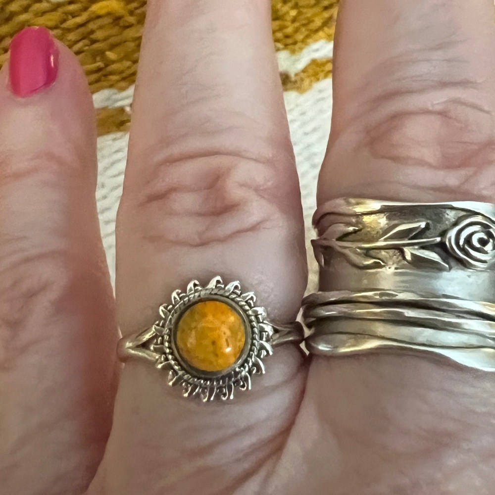 ❤️ Bumblebee Jasper Southwestern 925 Navajo Inspired Sz 7 Ring 2.2 gms - Picture 14 of 14